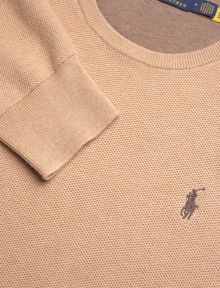 Polo Ralph Lauren - Mesh-Knit Cotton Crewneck Sweater - round necks - camel melange - 2