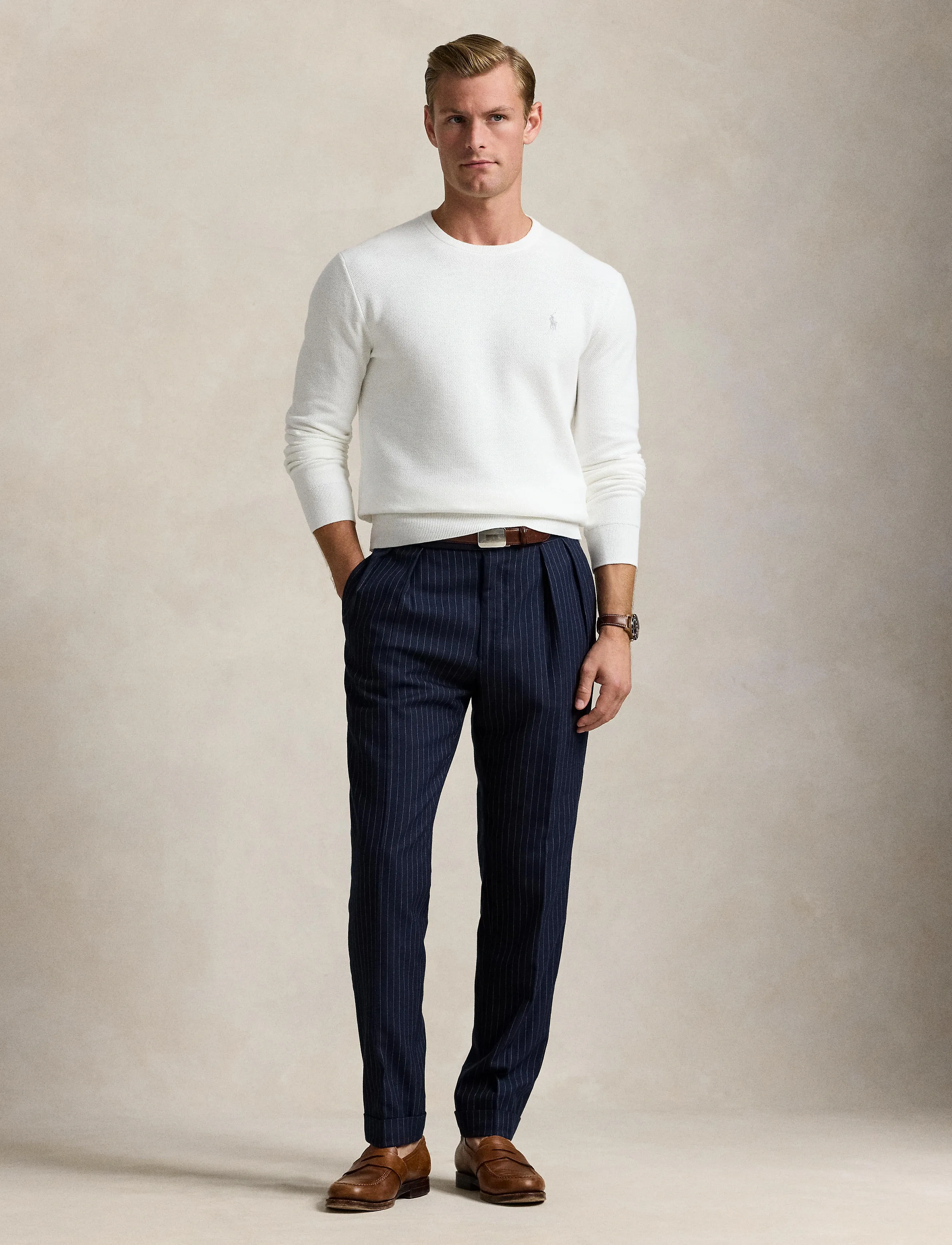 Polo Ralph Lauren Mesh-Knit Cotton Crewneck Sweater - Inspiration - DECKWASH WHITE / white