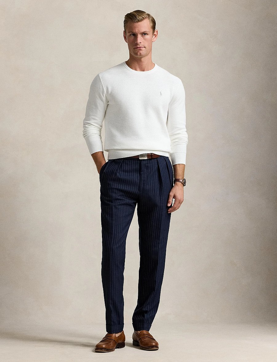 Polo Ralph Lauren - Mesh-Knit Cotton Crewneck Sweater - round necks - deckwash white - 0