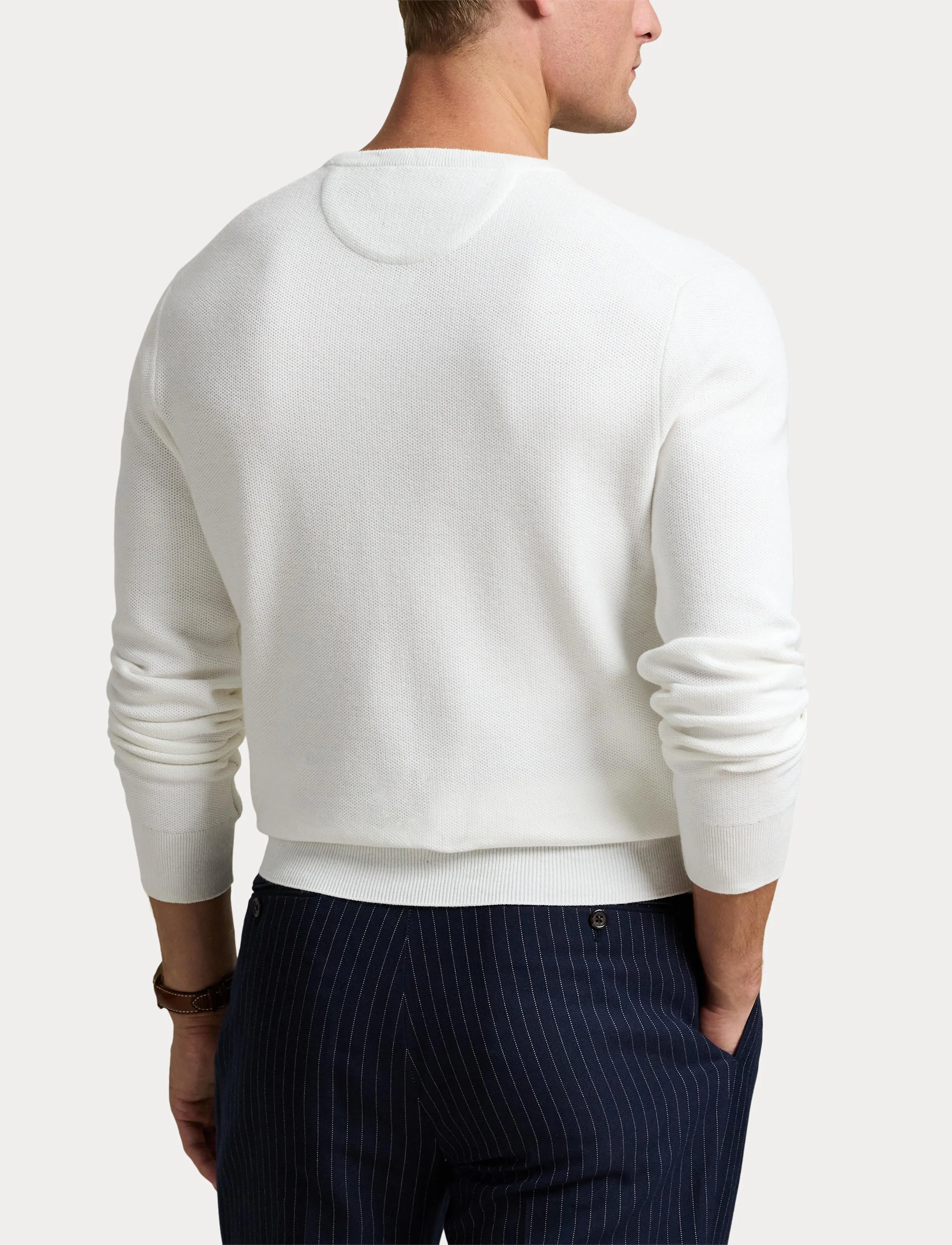Polo Ralph Lauren Mesh-Knit Cotton Crewneck Sweater - Rundhals - DECKWASH WHITE / white