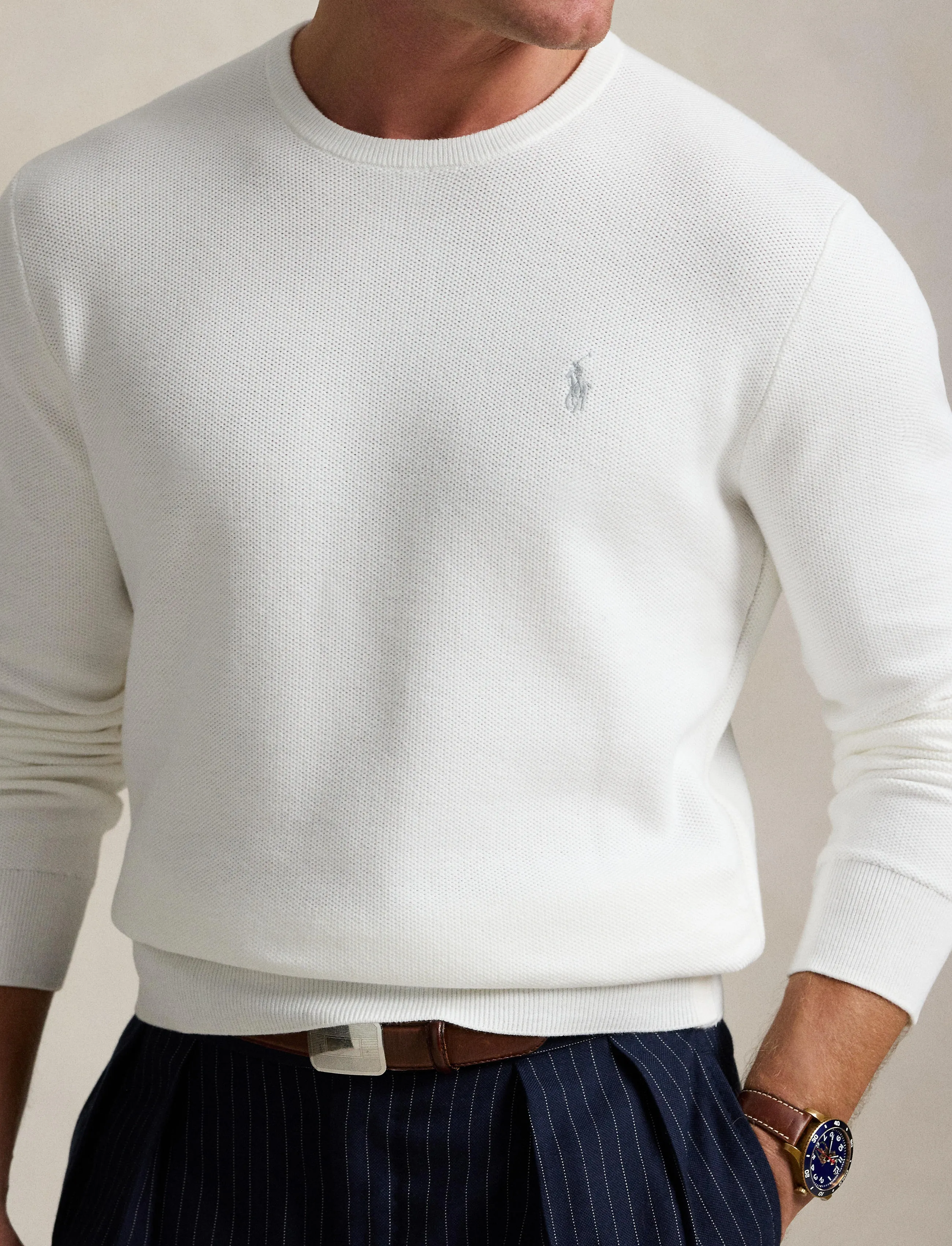 Polo Ralph Lauren Mesh-Knit Cotton Crewneck Sweater t-shirts herr – bild 7