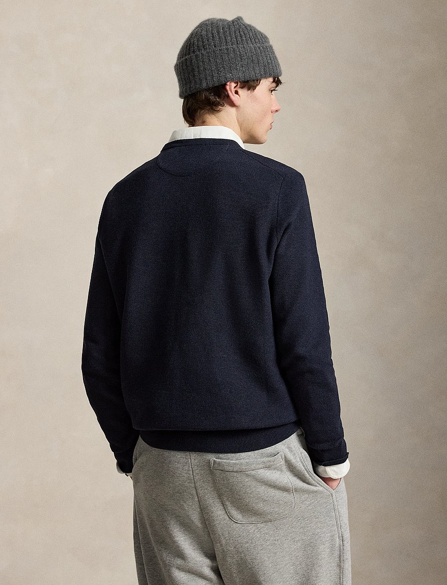 Polo Ralph Lauren - Mesh-Knit Cotton Crewneck Sweater - Ümara kaelusega - navy htr - 3