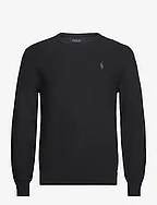 Textured Cotton Crewneck Sweater - POLO BLACK/TONAL