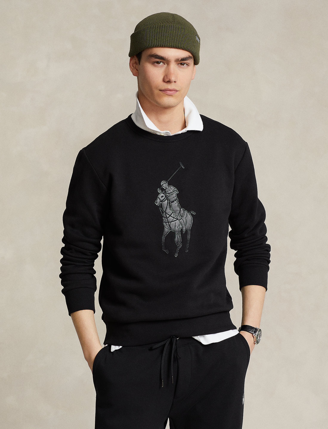 Black top polo sweatshirt