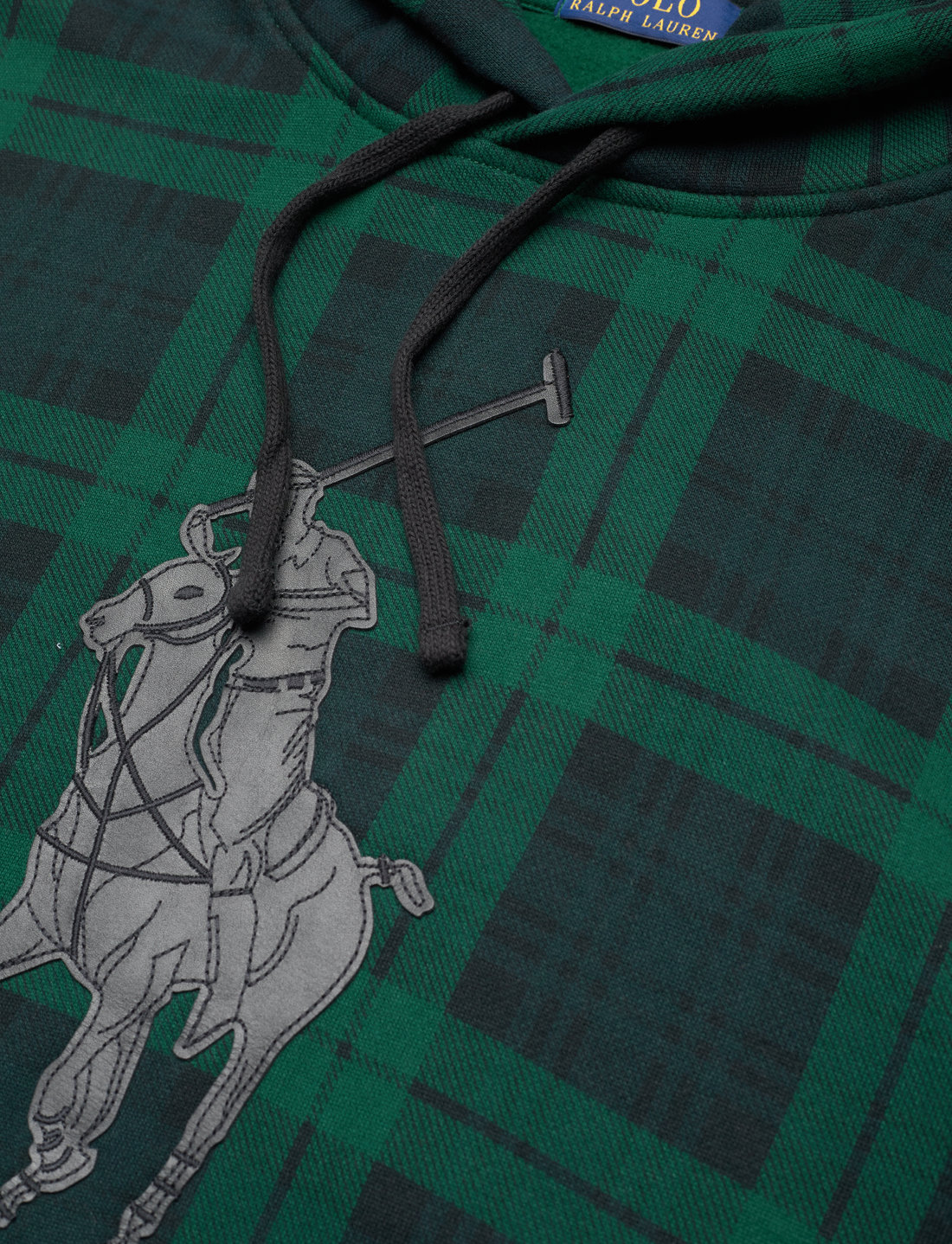 Polo Ralph Lauren Leather Big Pony Plaid Fleece Hoodie Hoodies