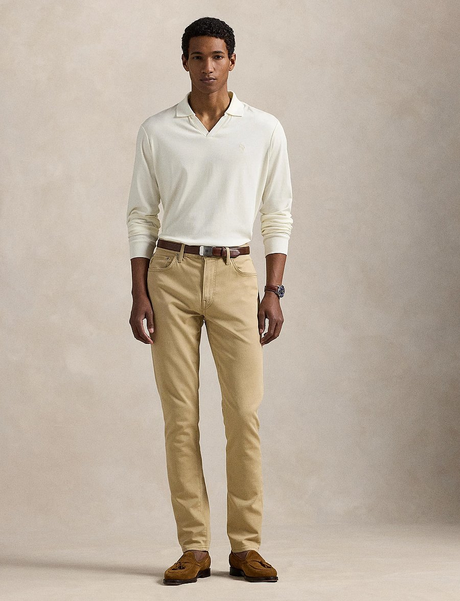 Polo Ralph Lauren - Custom Slim Soft Cotton Polo Shirt - langærmede poloer - pale cream/c8133 - 0