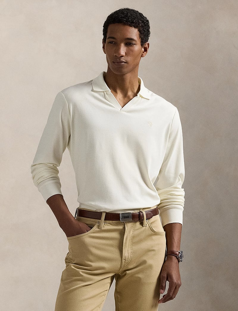 Polo Ralph Lauren - Custom Slim Soft Cotton Polo Shirt - langærmede poloer - pale cream/c8133 - 3
