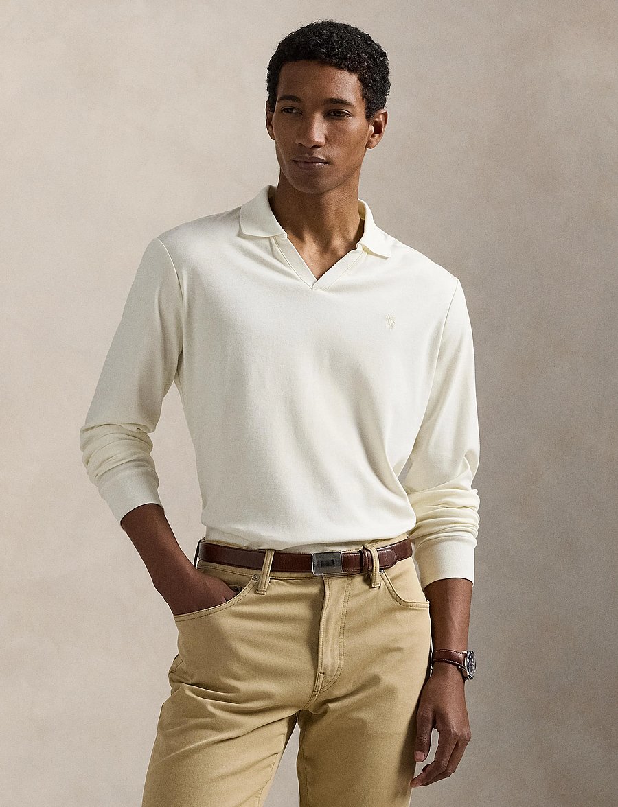 Polo Ralph Lauren - Custom Slim Soft Cotton Polo Shirt - langærmede poloer - pale cream/c8133 - 3