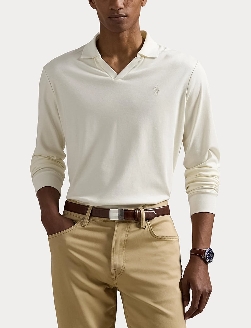 Polo Ralph Lauren - Custom Slim Soft Cotton Polo Shirt - langærmede poloer - pale cream/c8133 - 5