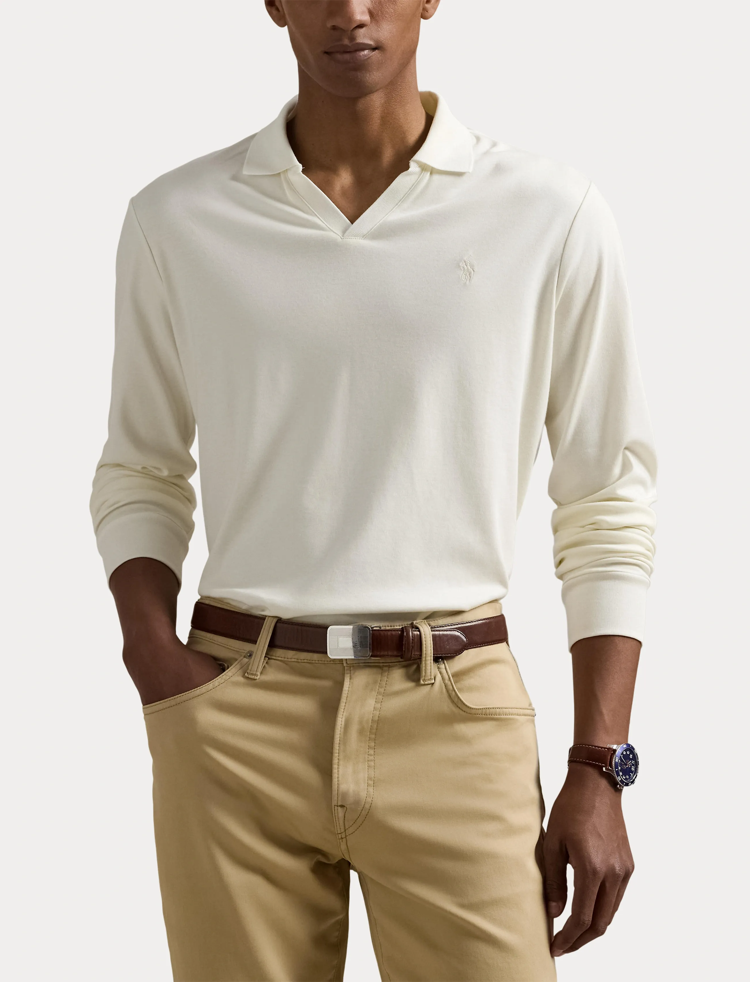 Polo Ralph Lauren - Custom Slim Soft Cotton Polo Shirt - long-sleeved polos - pale cream/c8133 - 5