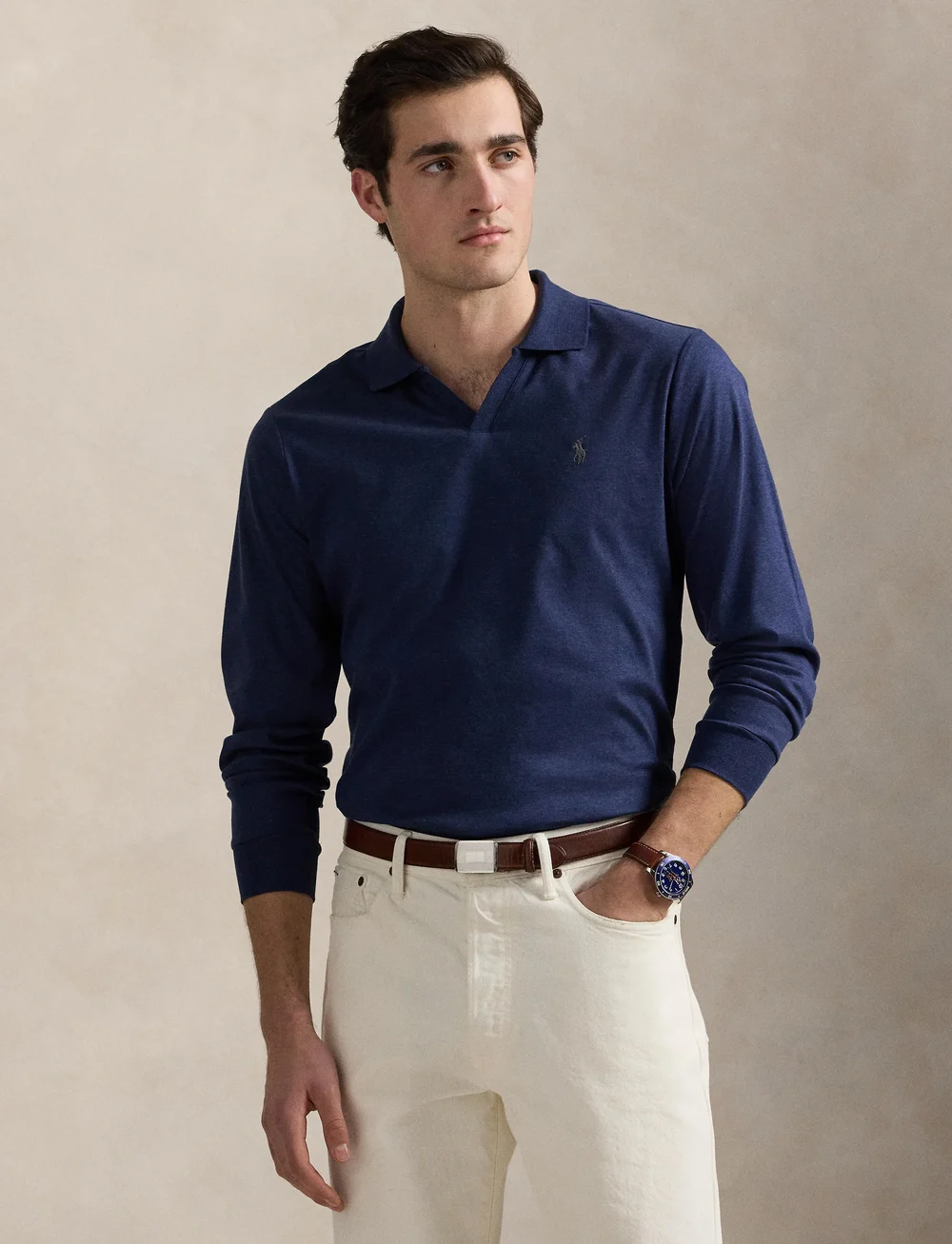 Polo Ralph Lauren - 50/1 INTERLOCK-LSL-PSH - langærmede poloer - spring navy heath - 3