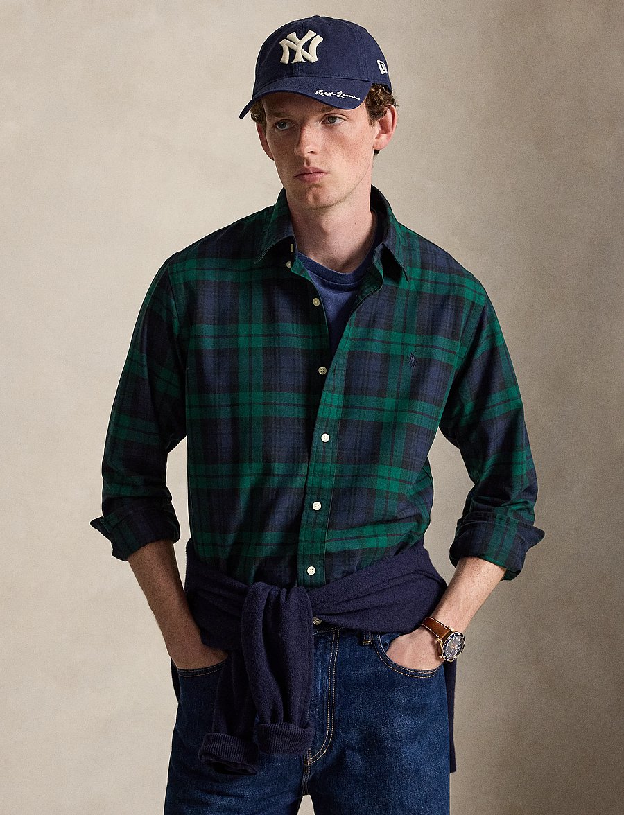 Polo Ralph Lauren - Custom Fit Tattersall Oxford Shirt - 6841 navy/green m - 0