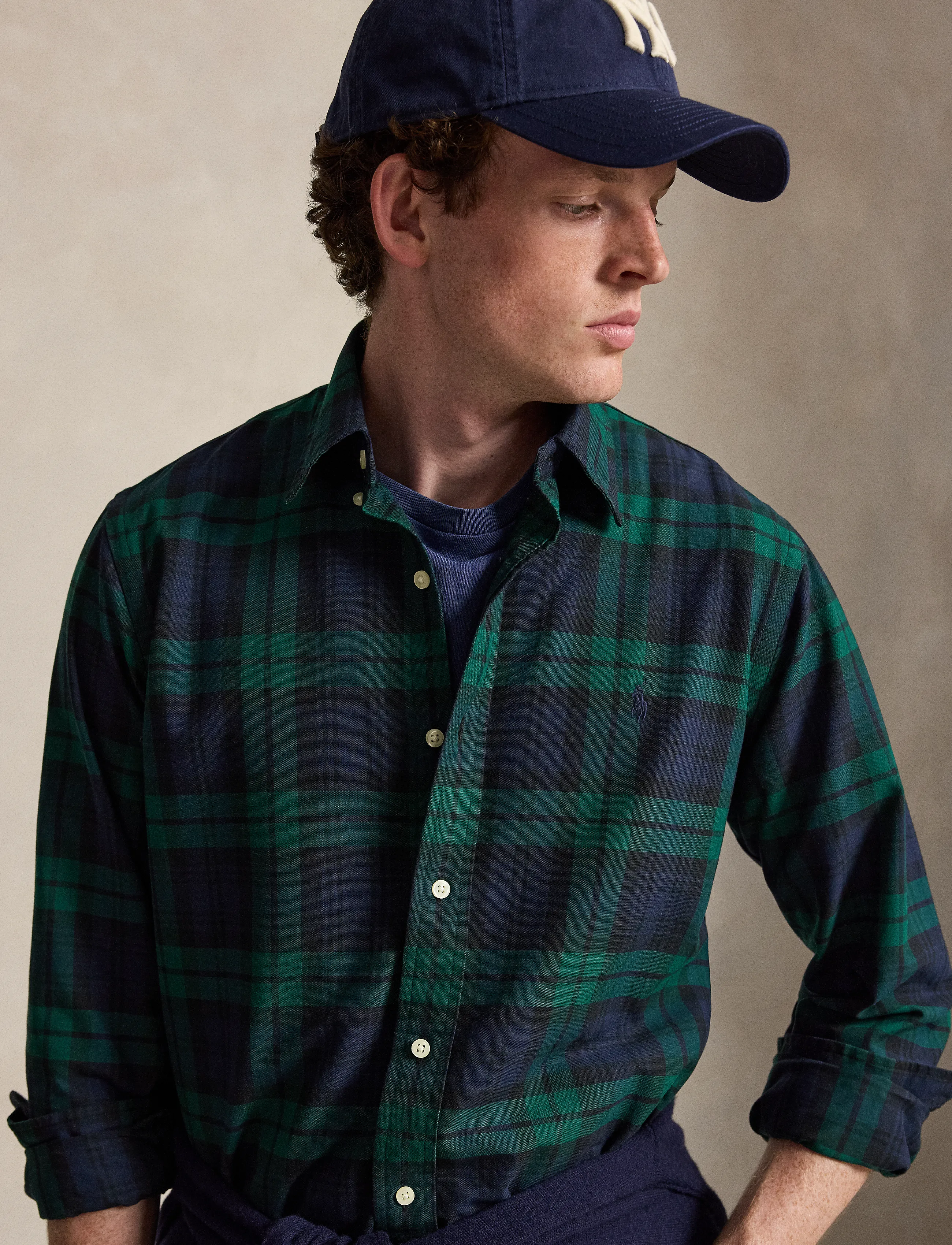 Polo Ralph Lauren - Custom Fit Tattersall Oxford Shirt - 6841 navy/green m - 4