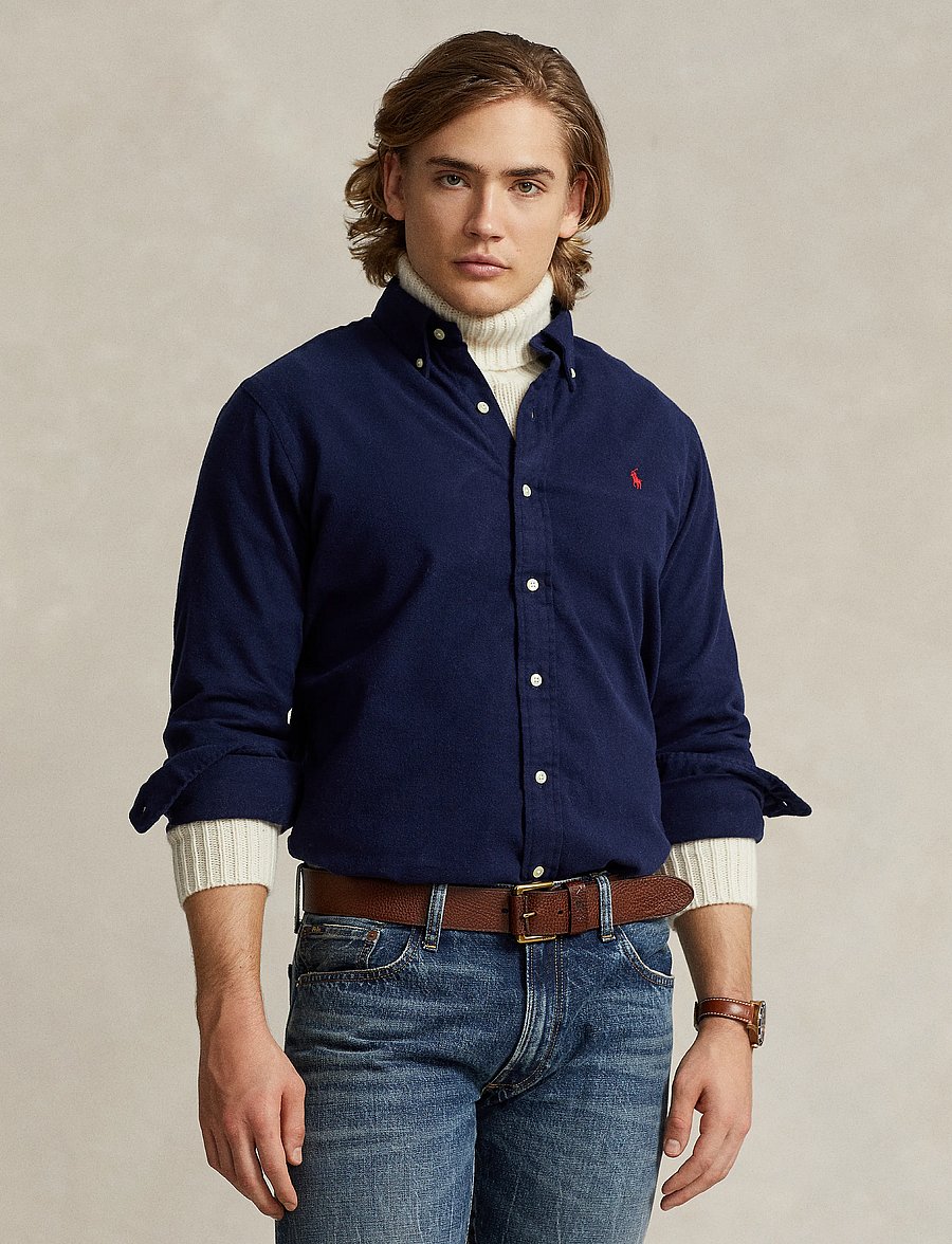 Polo Ralph Lauren - Custom Fit Brushed Flannel Shirt - flannel shirts - newport navy - 1