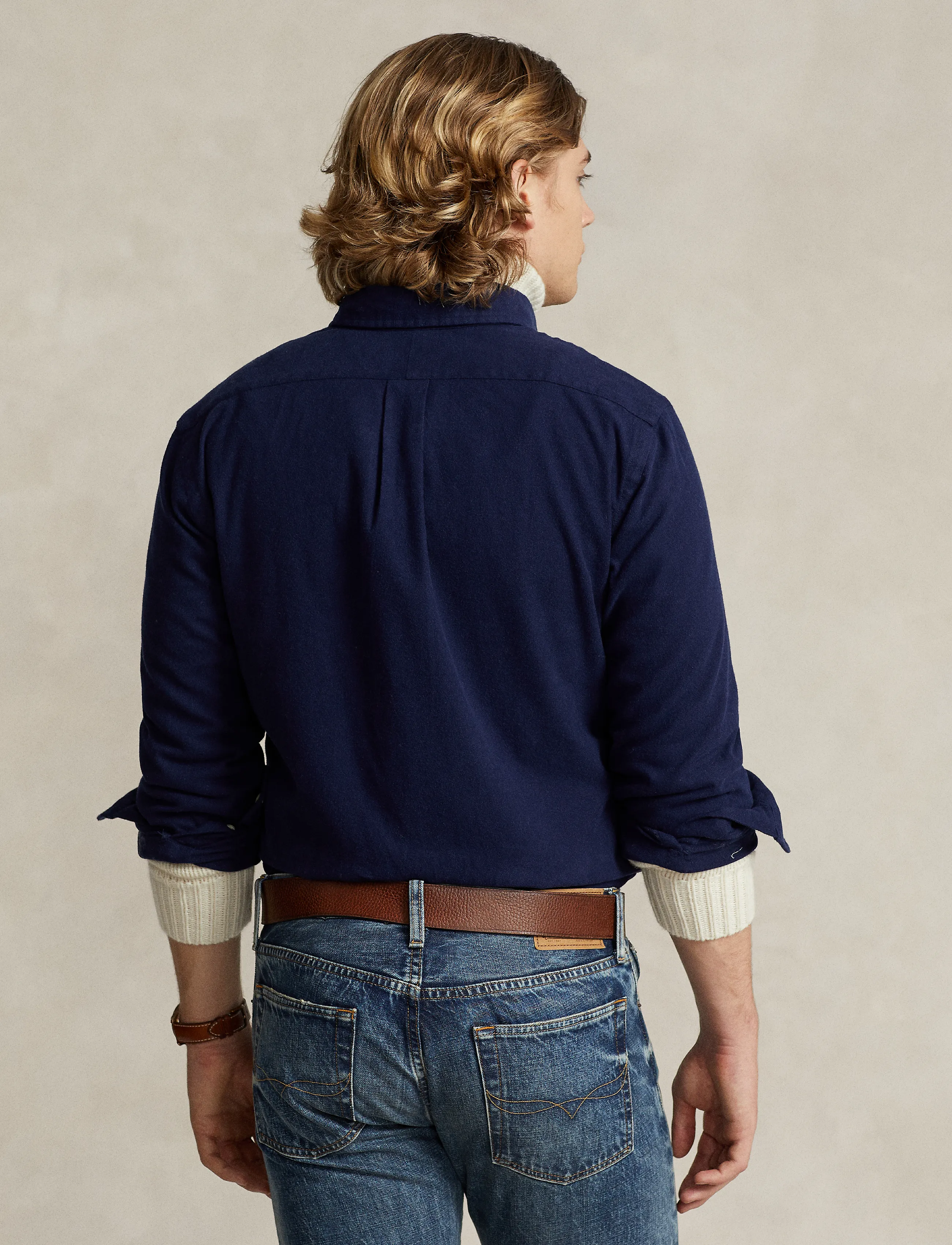 Polo Ralph Lauren - Custom Fit Brushed Flannel Shirt - flannel shirts - newport navy - 4