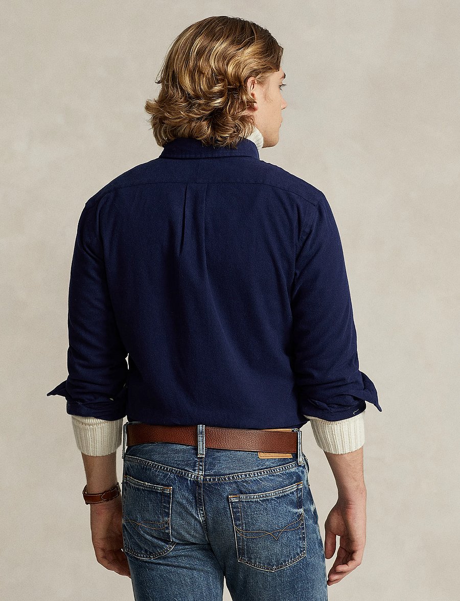 Polo Ralph Lauren - Custom Fit Brushed Flannel Shirt - flannel shirts - newport navy - 4
