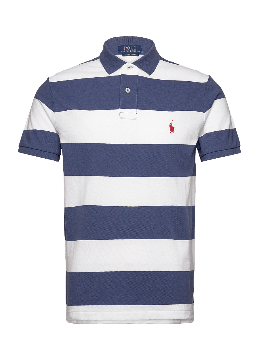 Polo Ralph Lauren - Custom Slim Fit Striped Mesh Polo Shirt - old royal/white - 0