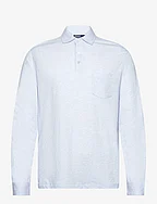 Custom Slim Cotton-Linen Oxford Polo - OFFICE BLUE HEATH