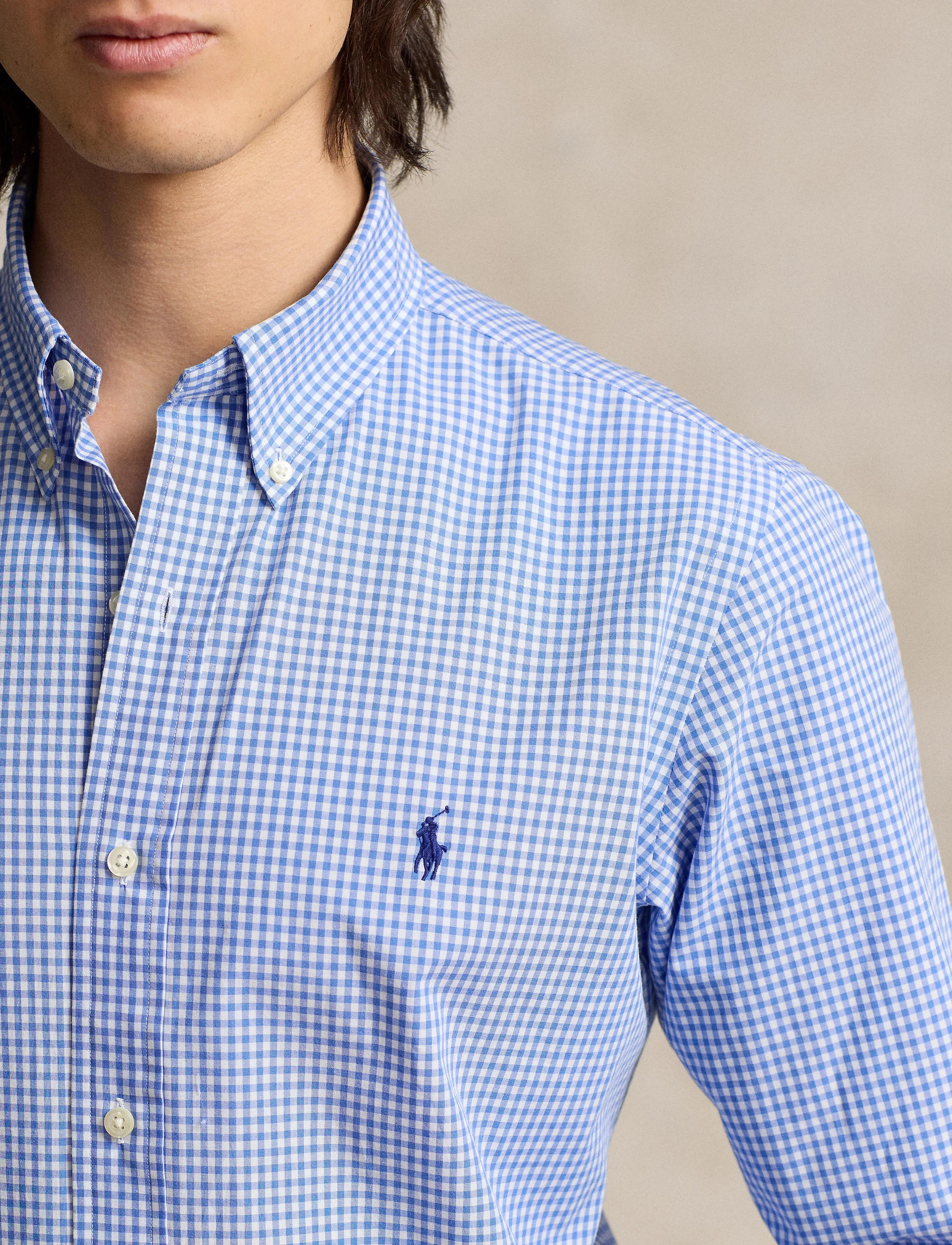Polo Ralph Lauren Slim fit skjorta i blå poplin med stretchpoplin herr – bild 8