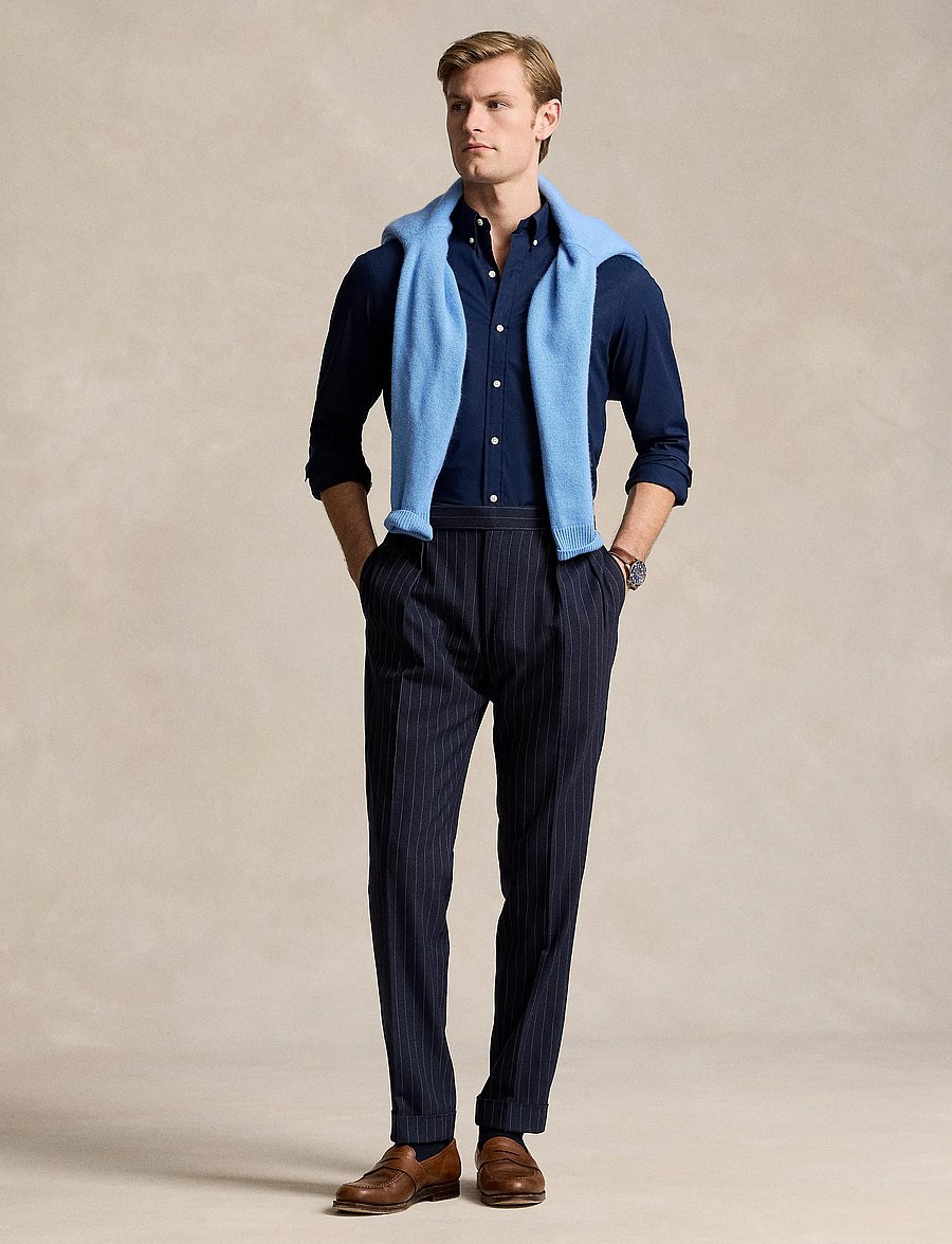 Polo Ralph Lauren - Slim Fit Striped Stretch Poplin Shirt - casual skjorter - newport navy - 0