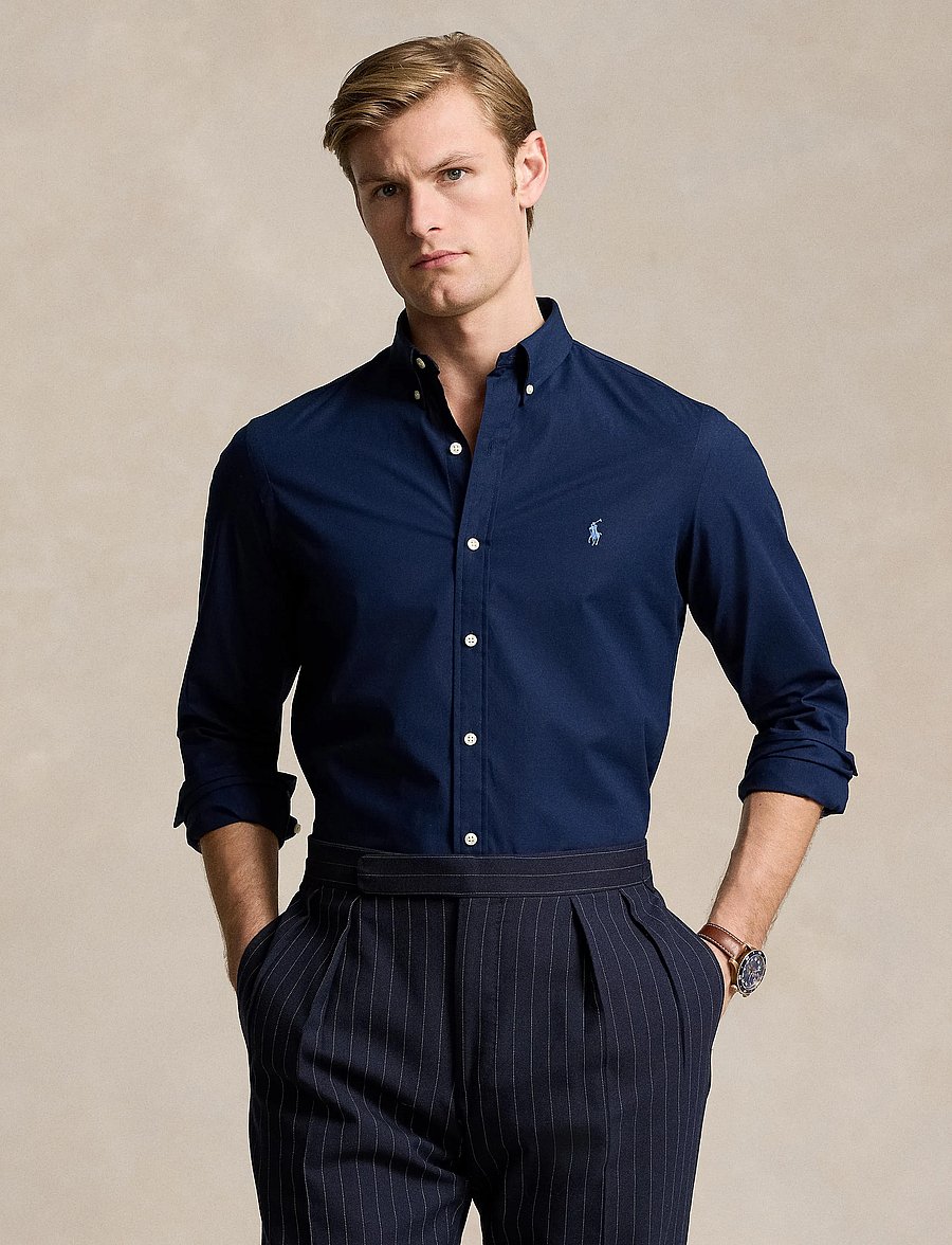 Polo Ralph Lauren - Slim Fit Striped Stretch Poplin Shirt - casual skjorter - newport navy - 3