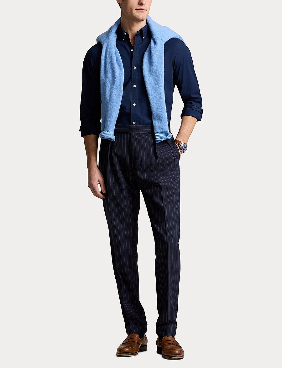 Polo Ralph Lauren - Slim Fit Striped Stretch Poplin Shirt - casual skjorter - newport navy - 4