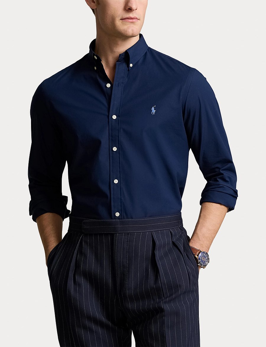 Polo Ralph Lauren - Slim Fit Striped Stretch Poplin Shirt - casual skjorter - newport navy - 5