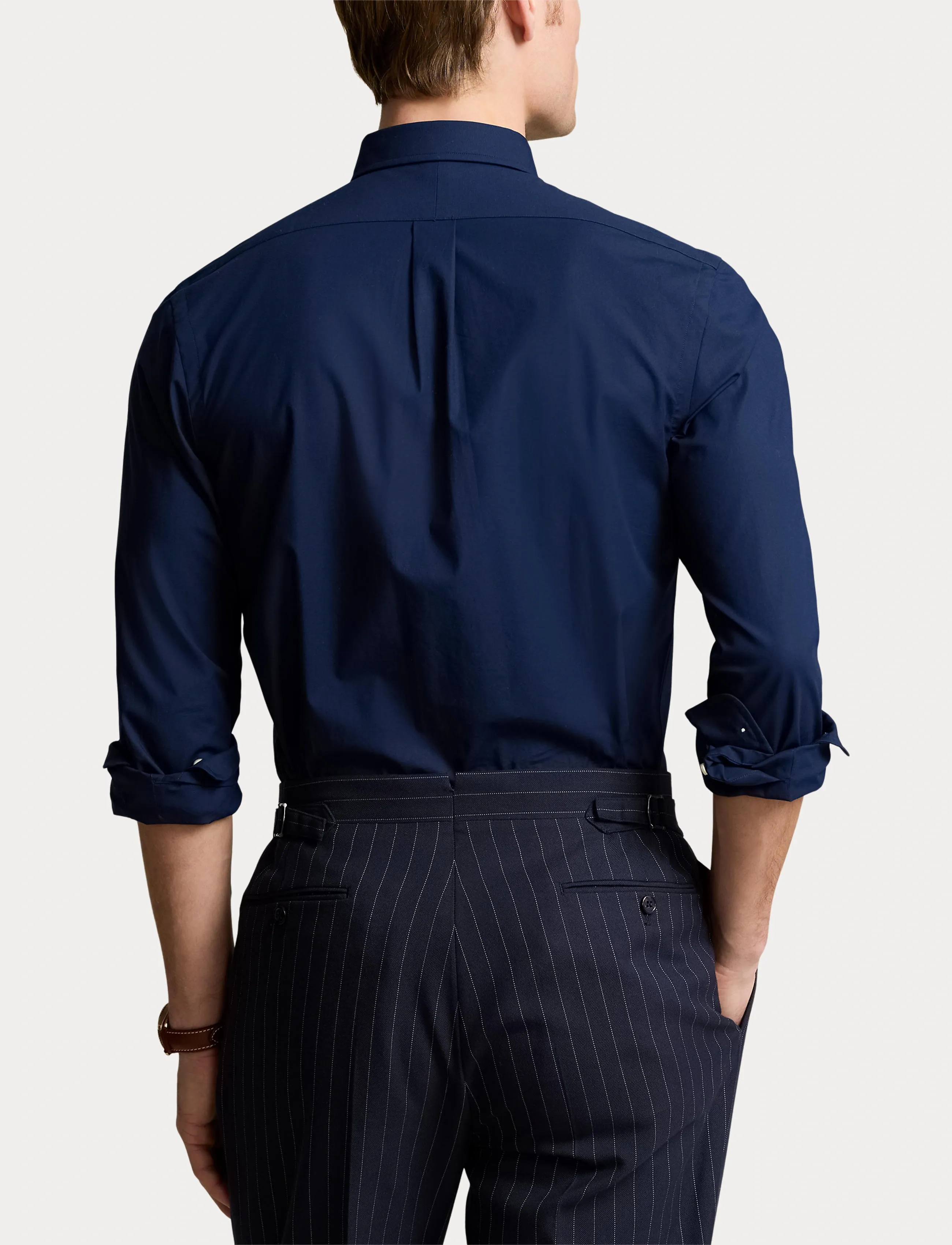 Polo Ralph Lauren Skjorta med smal passform i marinblå poplin med stretch herr – bild 7