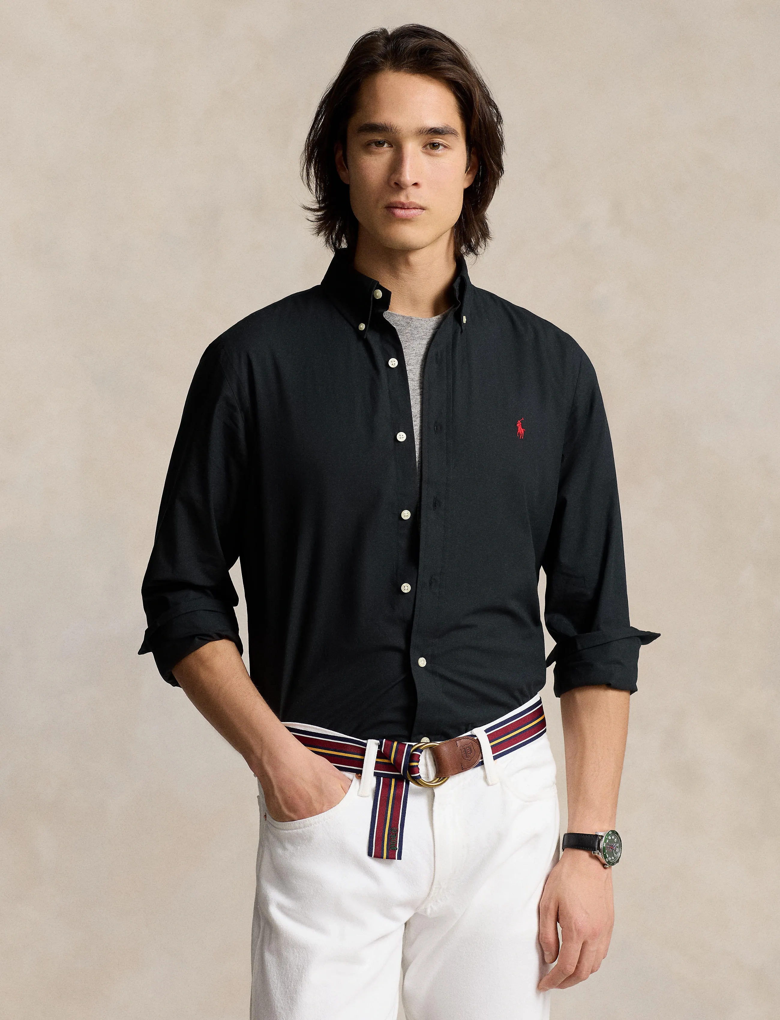 Polo Ralph Lauren - Custom Fit Stretch Poplin Shirt - vacation essentials - polo black - 4