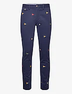 Stretch Slim Fit Embroidered Pant - NEWPORT NAVY W/FL