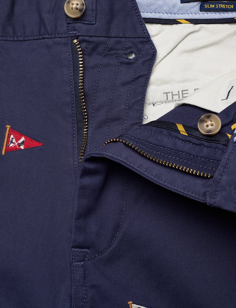 Polo Ralph Lauren - Stretch Slim Fit Embroidered Pant - newport navy w/fl - 3