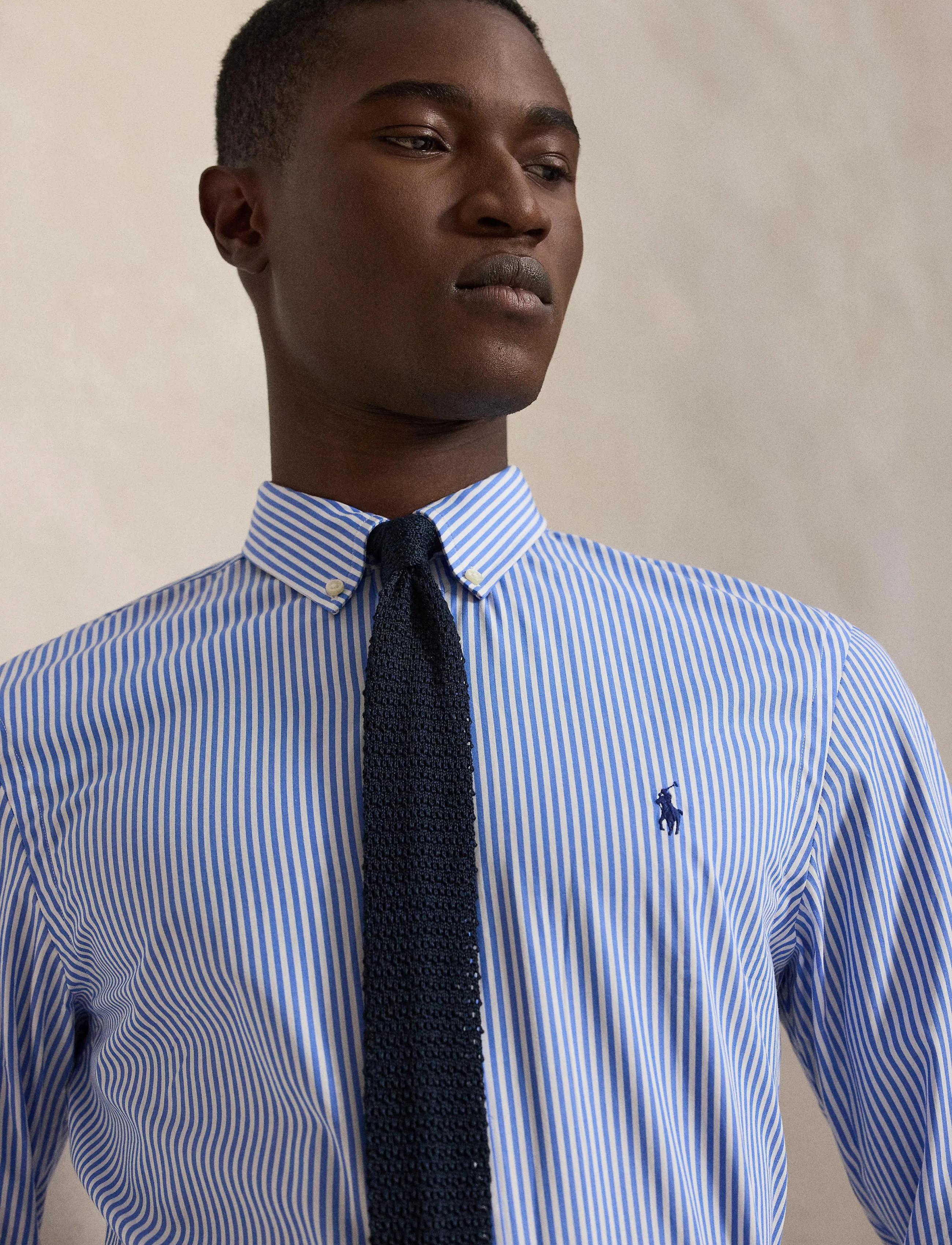 Polo Ralph Lauren - Slim Fit Striped Stretch Poplin Shirt - stripete skjorter - 4655h light blue - 4