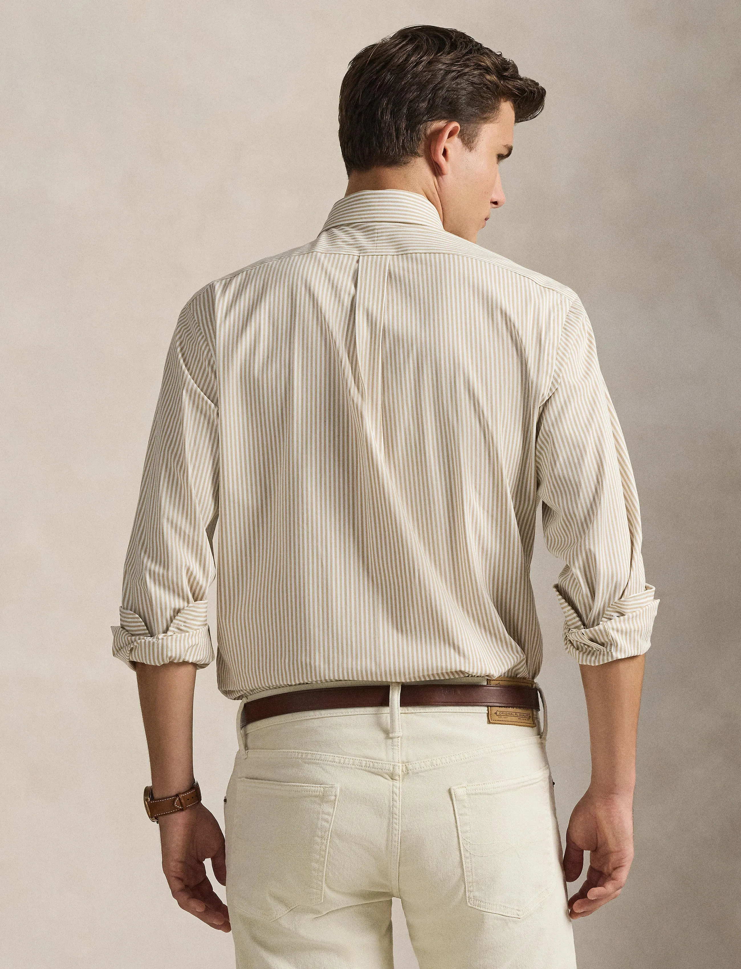 Polo Ralph Lauren - Slim Fit Striped Stretch Poplin Shirt - stribede skjorter - 4655z coastal bei - 3