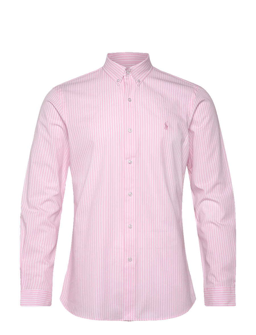 Polo Ralph Lauren - Slim Fit Striped Stretch Poplin Shirt - randiga skjortor - 6779b carmel pink - 0