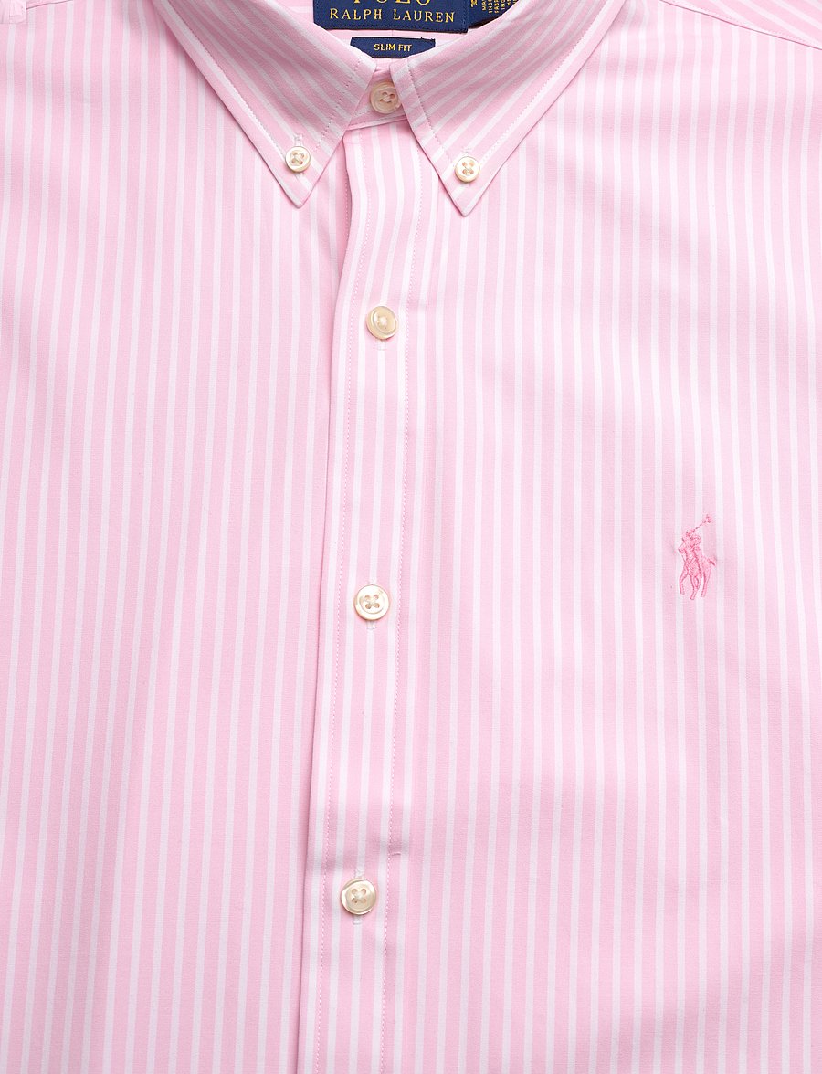 Polo Ralph Lauren - Slim Fit Striped Stretch Poplin Shirt - randiga skjortor - 6779b carmel pink - 2