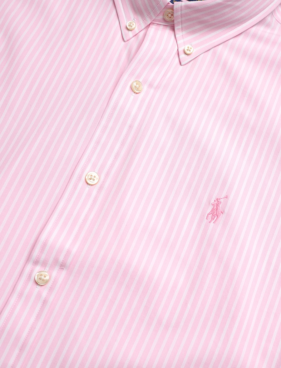 Polo Ralph Lauren - Slim Fit Striped Stretch Poplin Shirt - randiga skjortor - 6779b carmel pink - 3