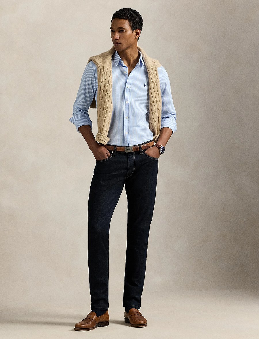 Polo Ralph Lauren - Slim Fit Striped Stretch Poplin Shirt - gestreepte overhemden - 6779f austin blue - 0