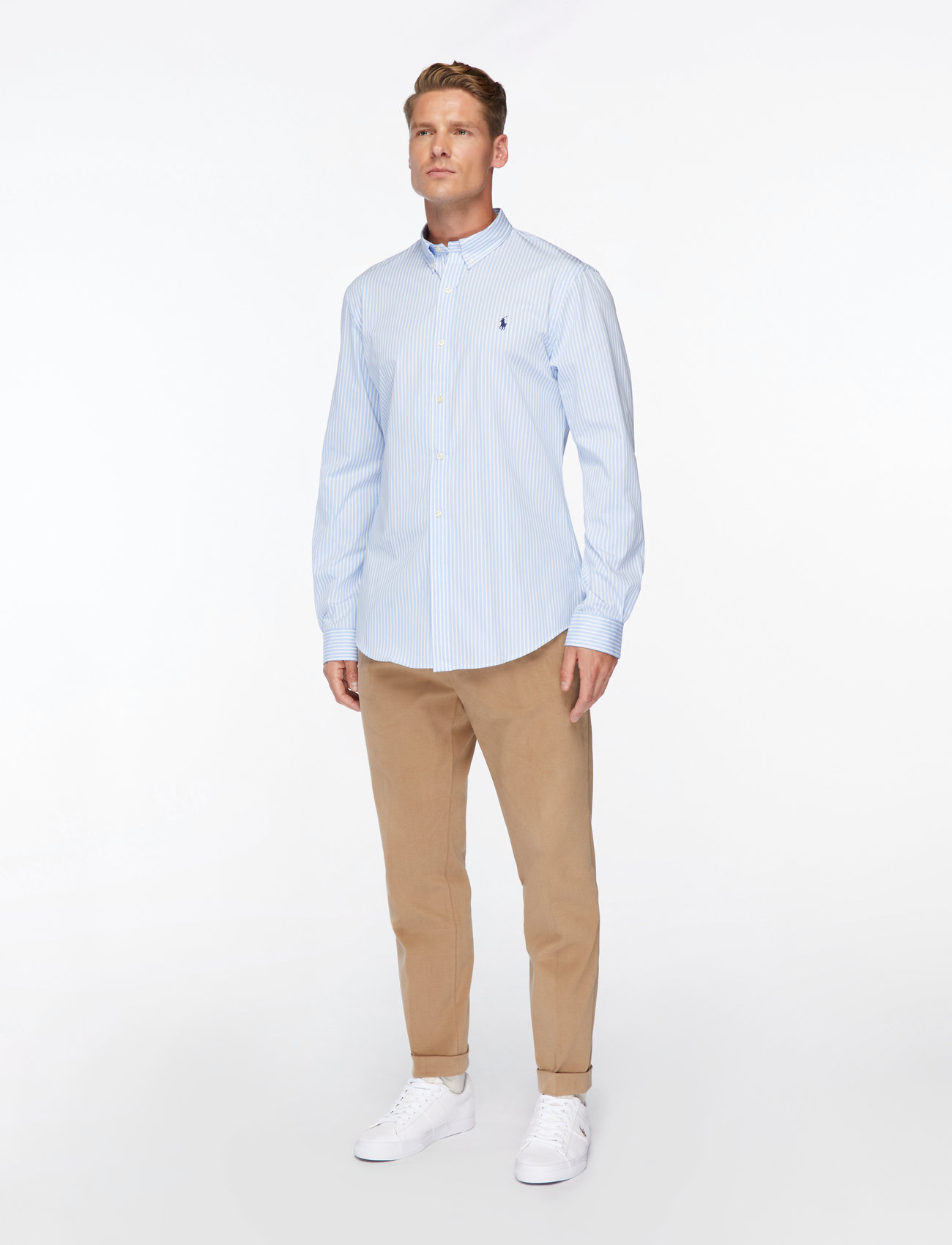 Polo Ralph Lauren - Slim Fit Striped Stretch Poplin Shirt - basic skjortor - 6779f austin blue - 4