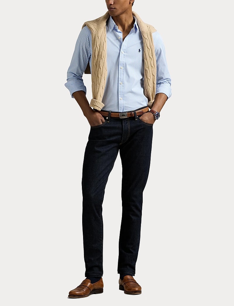 Polo Ralph Lauren - Slim Fit Striped Stretch Poplin Shirt - koszule w paski i prążki - 6779f austin blue - 5