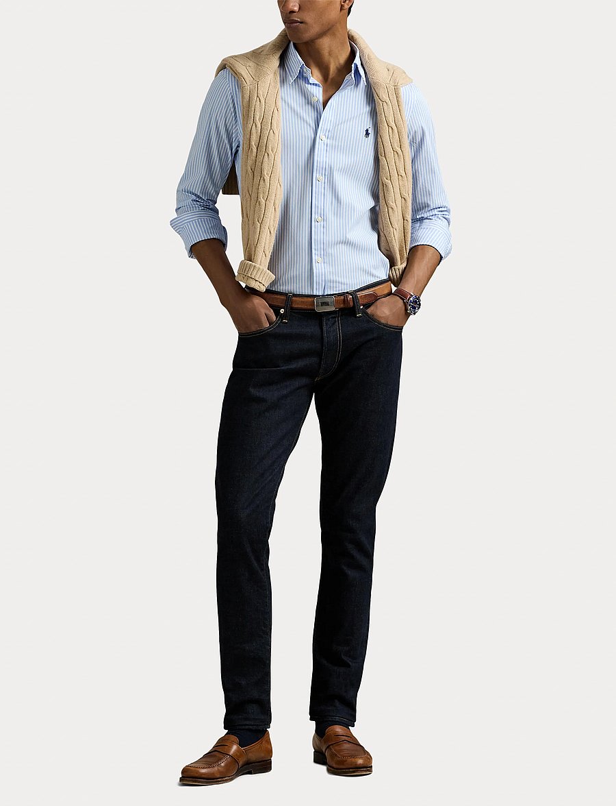 Polo Ralph Lauren - Slim Fit Striped Stretch Poplin Shirt - gestreepte overhemden - 6779f austin blue - 5