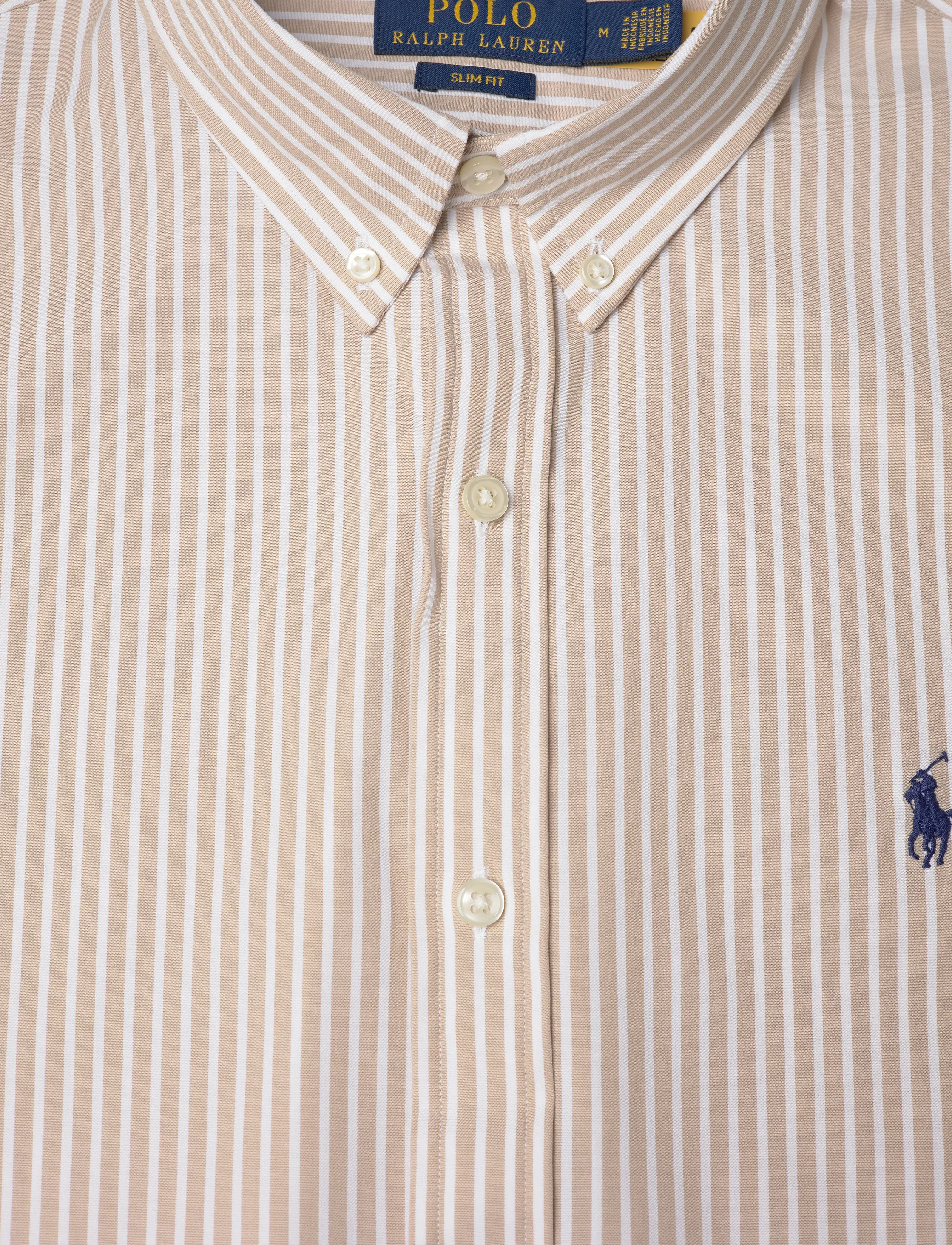 Polo Ralph Lauren - Slim Fit Striped Stretch Poplin Shirt - stribede skjorter - 6779i coastal bei - 2