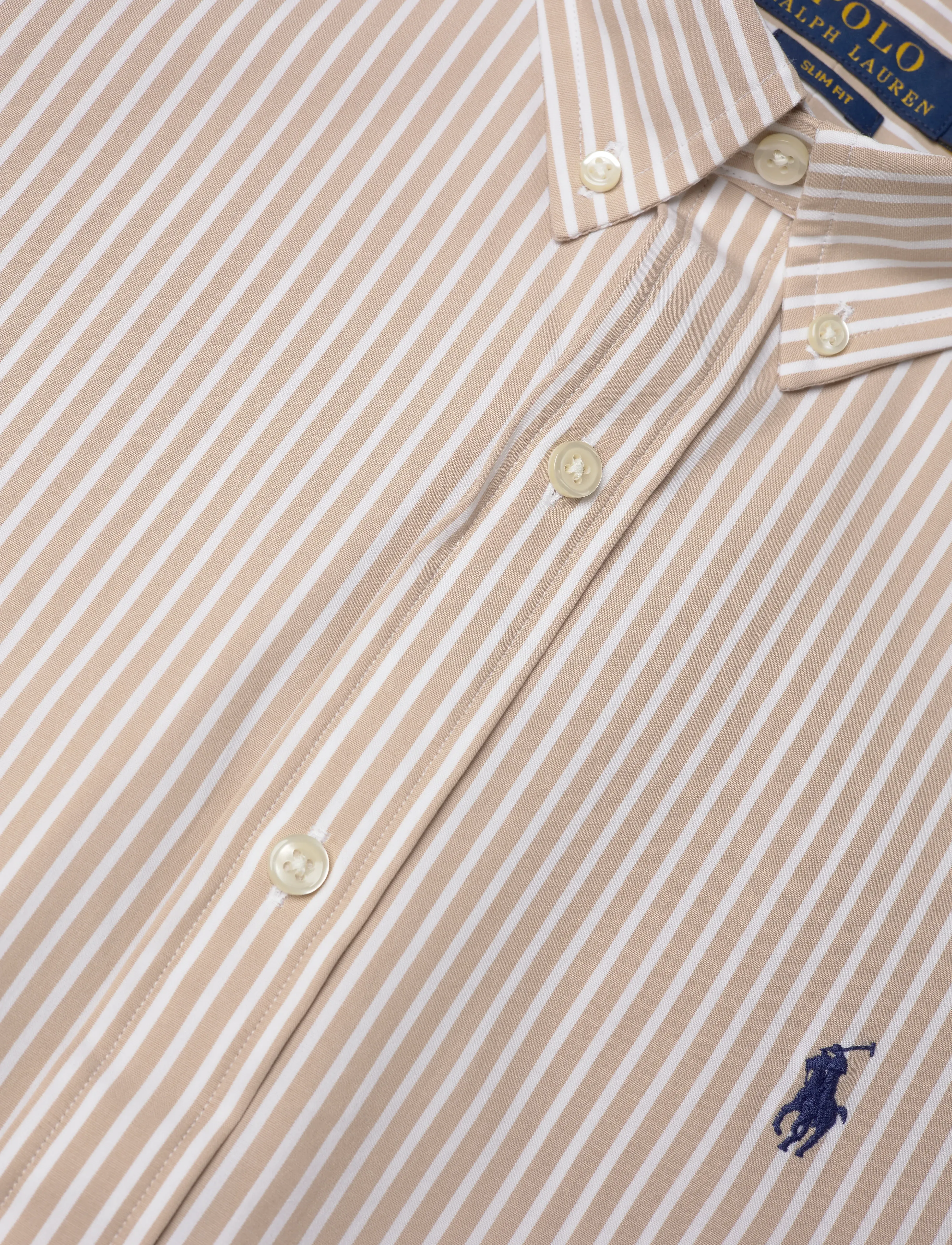 Polo Ralph Lauren - Slim Fit Striped Stretch Poplin Shirt - stribede skjorter - 6779i coastal bei - 3