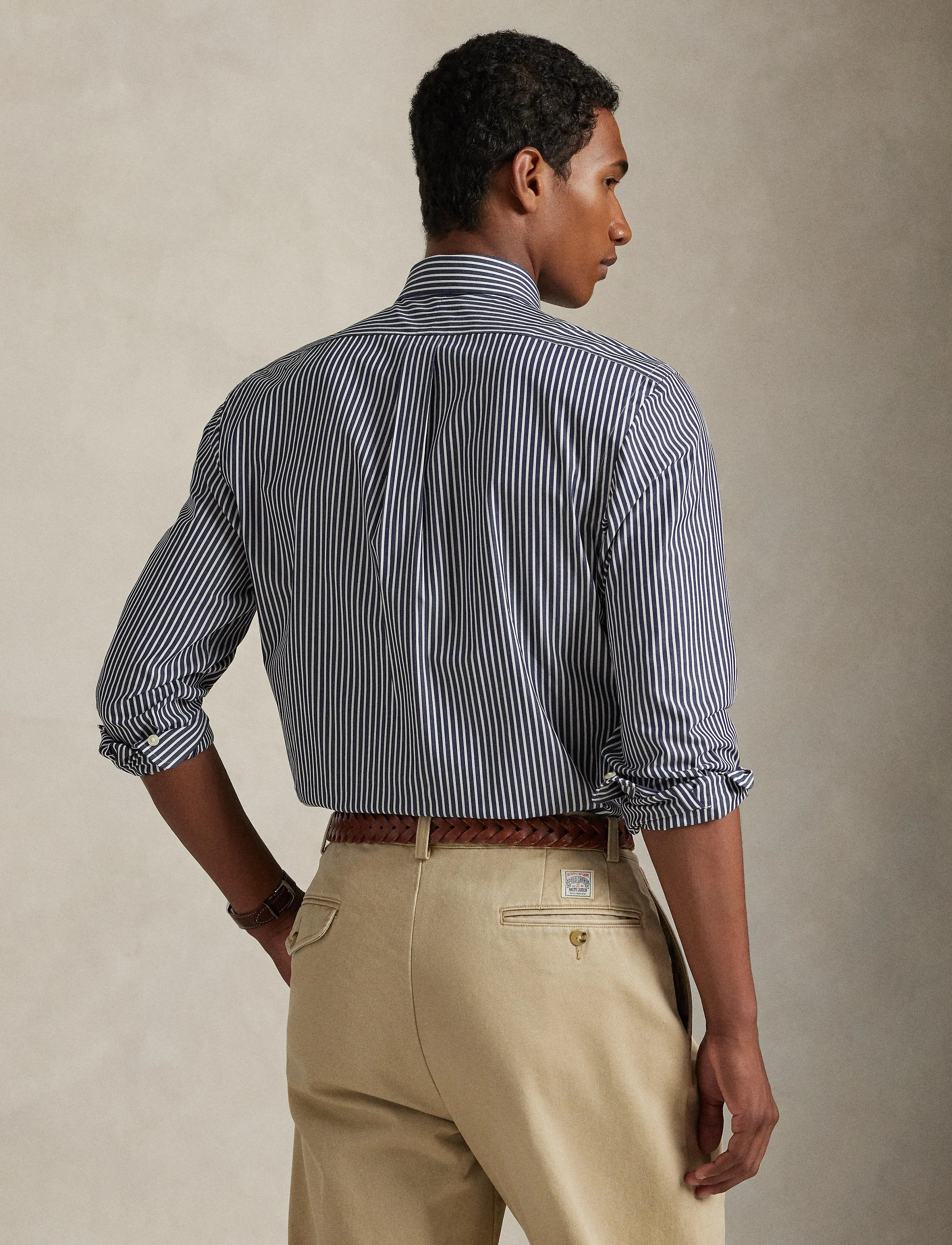 Polo Ralph Lauren - Slim Fit Striped Stretch Poplin Shirt - stribede skjorter - 6779j newport nav - 2