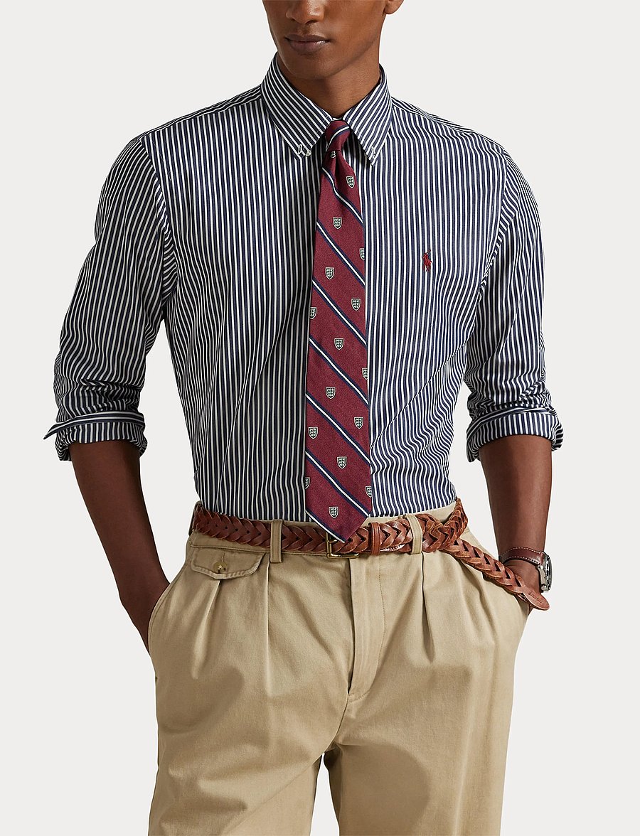 Polo Ralph Lauren - Slim Fit Striped Stretch Poplin Shirt - gestreifte hemden - 6779j newport nav - 5