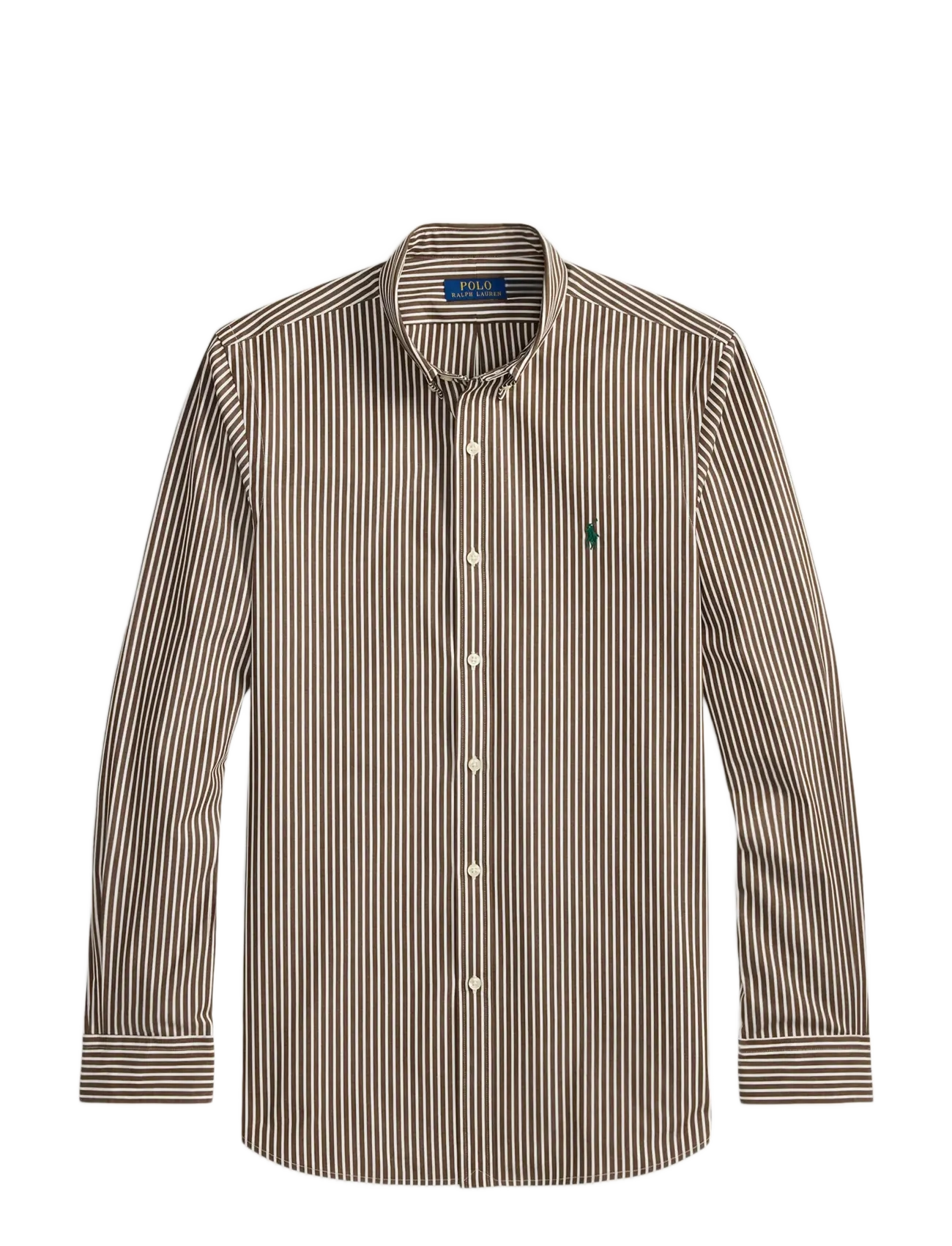 Polo Ralph Lauren Slim Fit Striped Stretch Poplin Shirt - Skjorter - 6779M COPPER BROW / brown