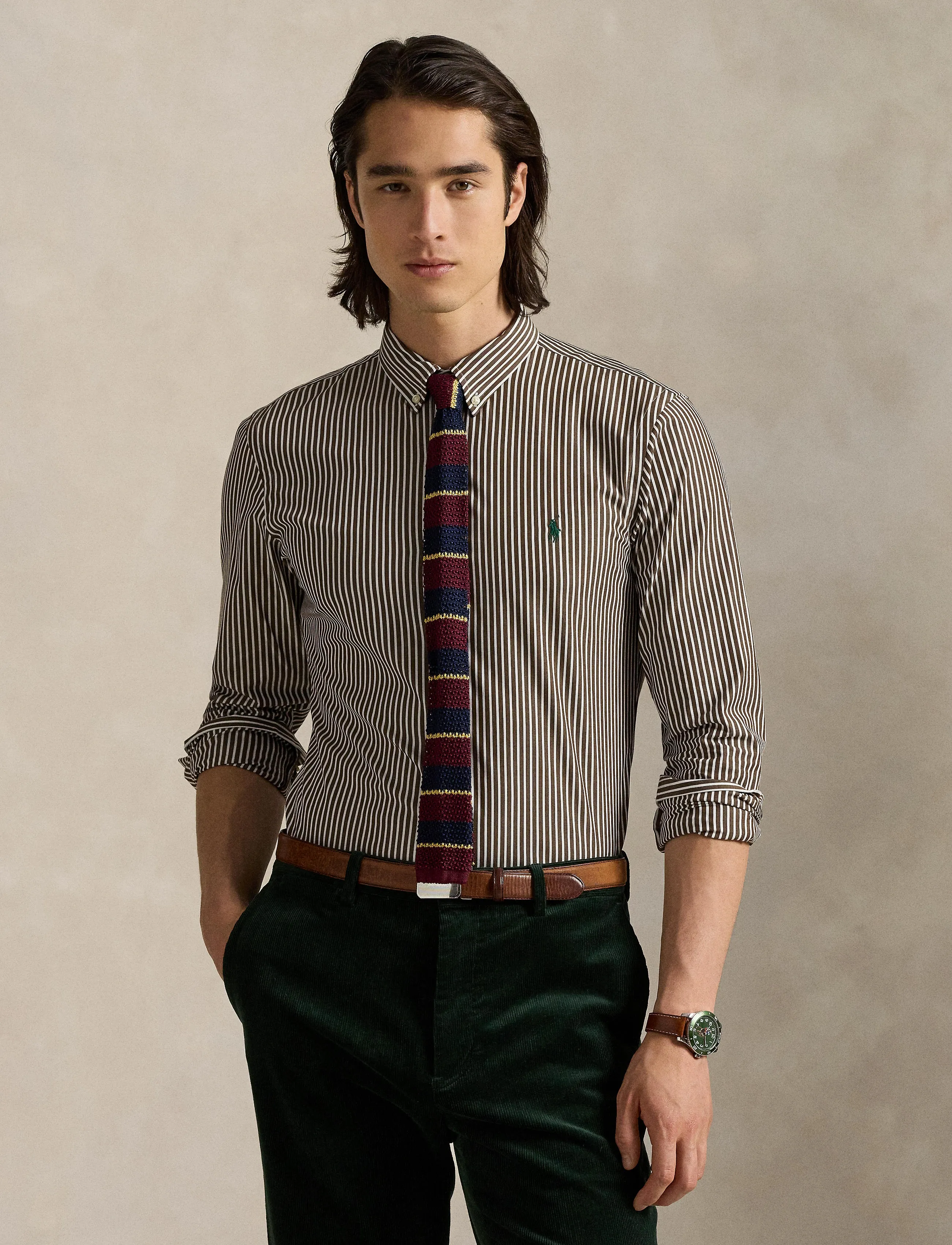 Polo Ralph Lauren - Slim Fit Striped Stretch Poplin Shirt - stribede skjorter - 6779m copper brow - 3