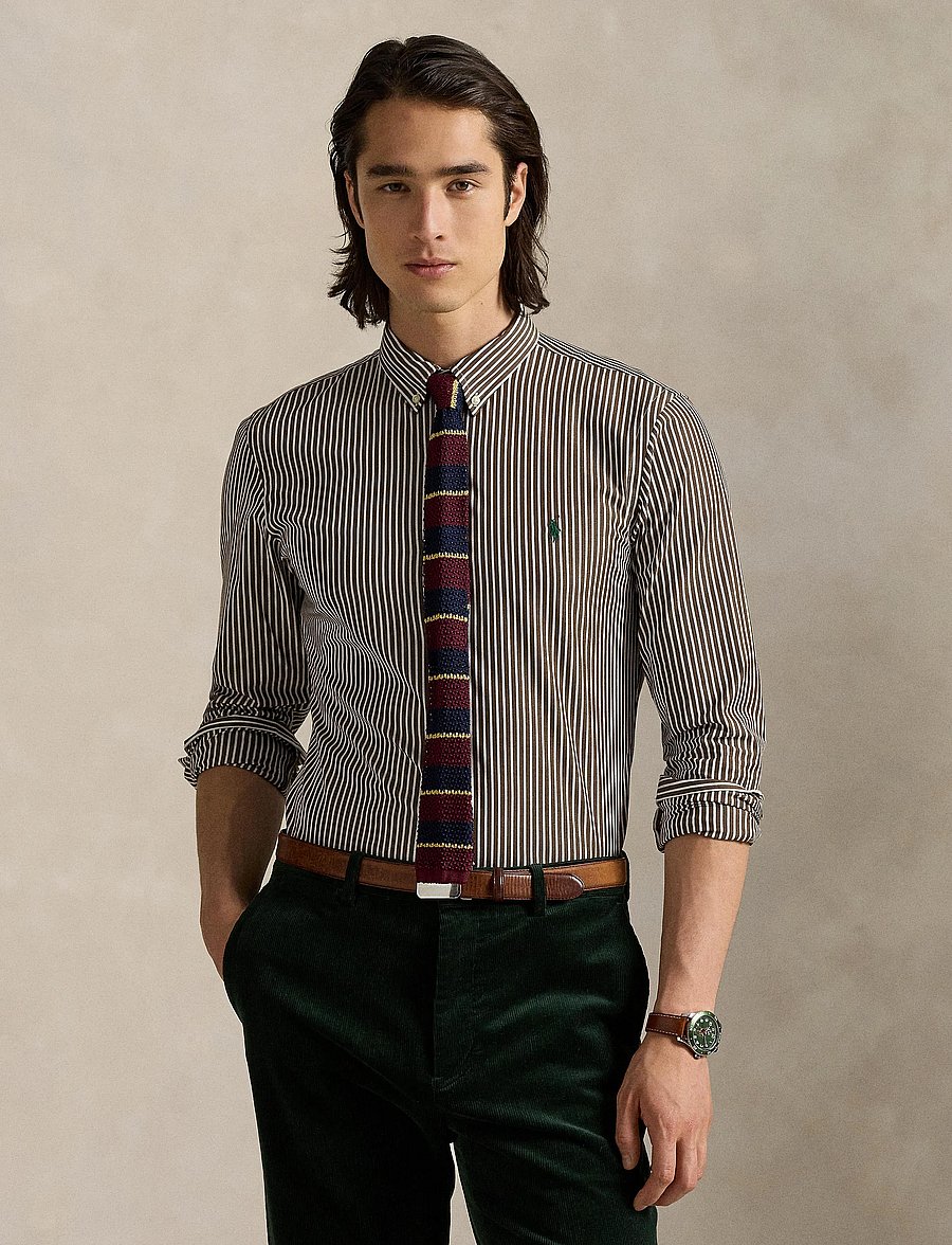 Polo Ralph Lauren - Slim Fit Striped Stretch Poplin Shirt - gestreifte hemden - 6779m copper brow - 3