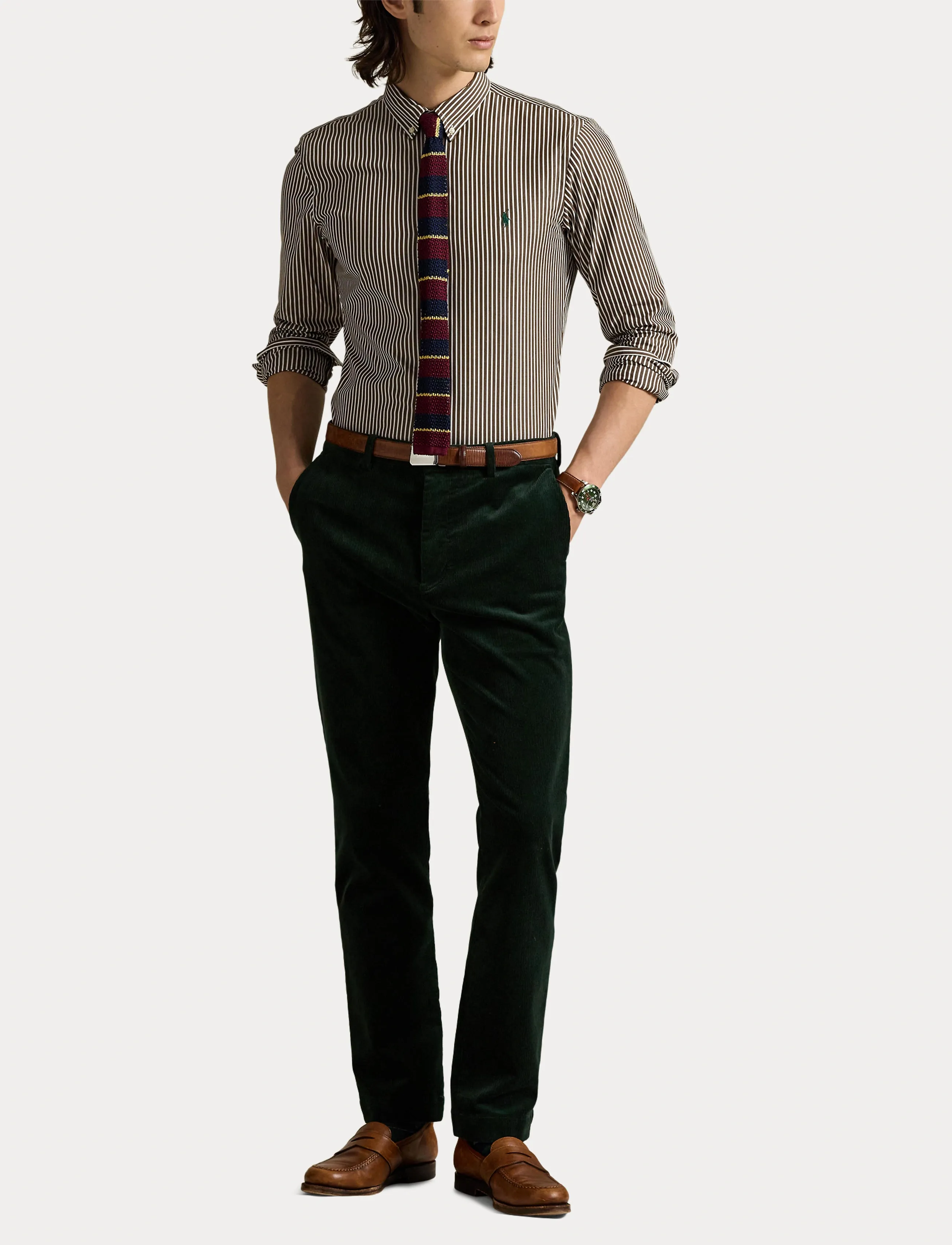 Polo Ralph Lauren - Slim Fit Striped Stretch Poplin Shirt - stribede skjorter - 6779m copper brow - 4