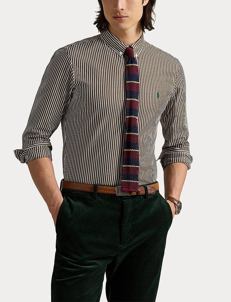 Polo Ralph Lauren - Slim Fit Striped Stretch Poplin Shirt - basic skjorter - 6779m copper brow - 5