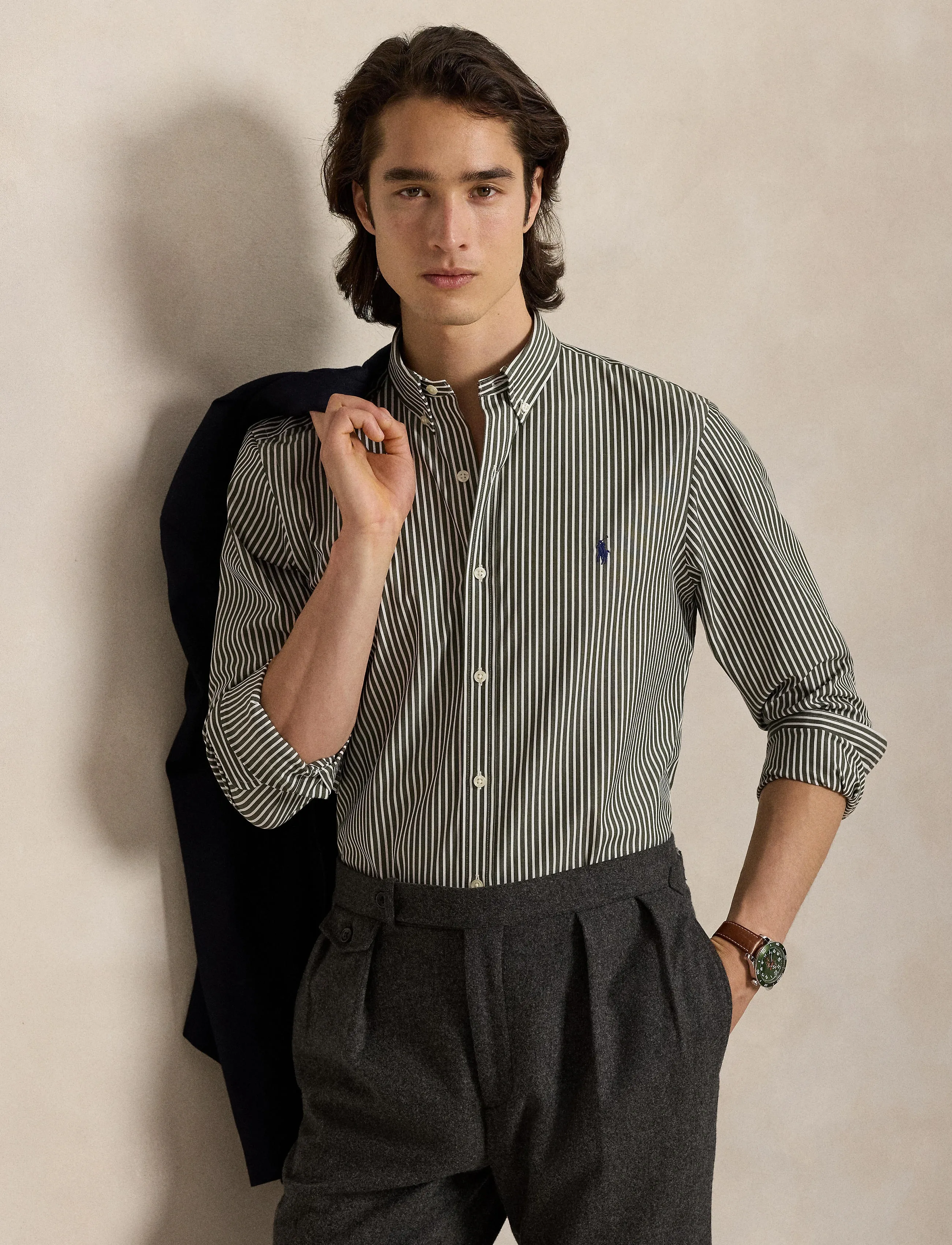 Polo Ralph Lauren - Slim Fit Striped Stretch Poplin Shirt - gestreifte hemden - 6779n armadillo/w - 3